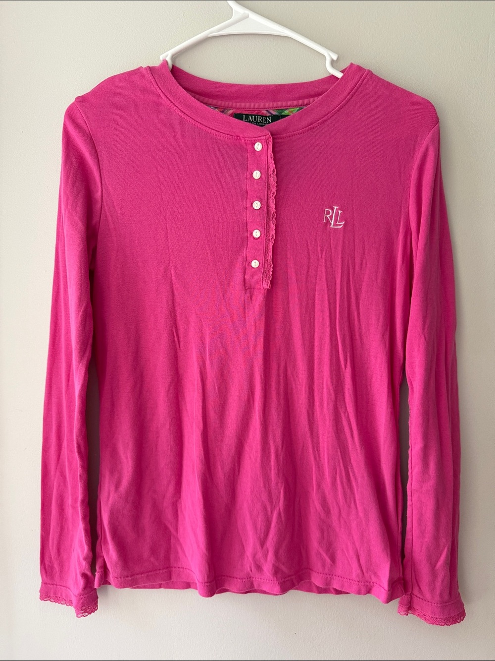 Ralph Lauren Pink Long-Sleeve Henley Top